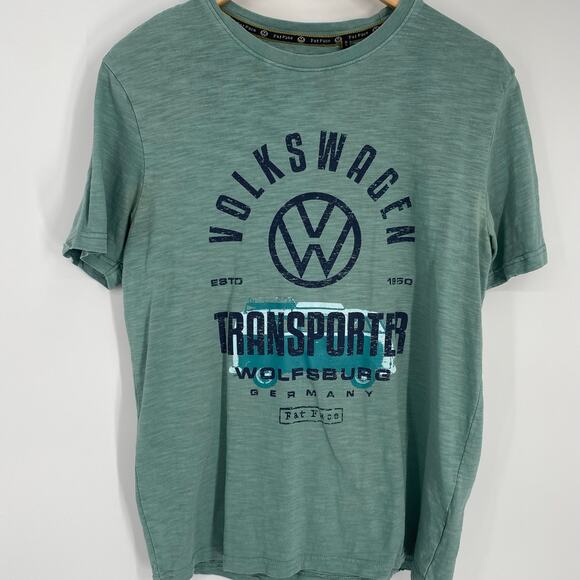 Fat Face Top Men’s Medium Green Volkswagen Logo Print Rustic Retro‎
